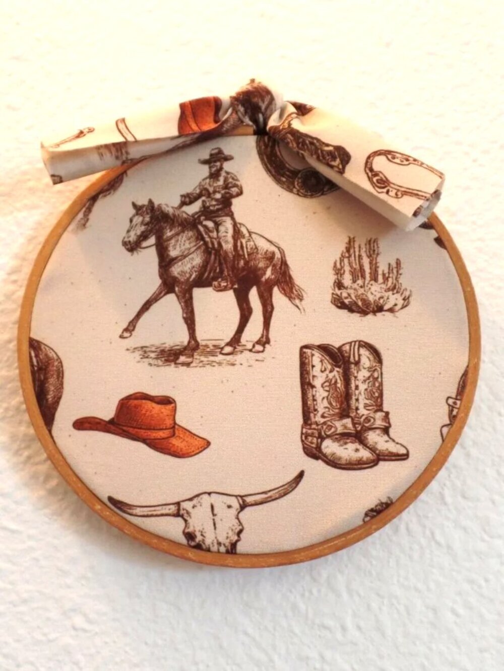 Hand Crafted Vintage Hoop Western Art Textile